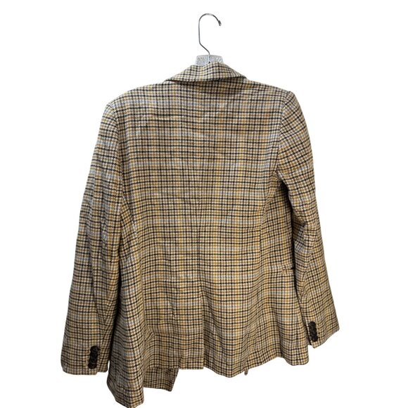 Gap Womens Houndstooth Plaid Blazer Size 2 Button Closure Beige & Black Pattern - Picture 8 of 12